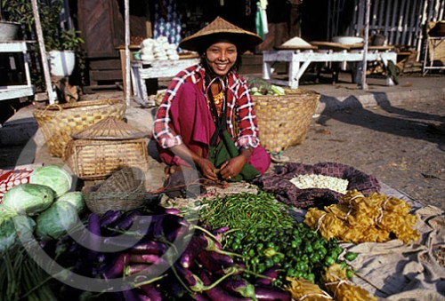 Photo of a vendor in Mandalay, Burma