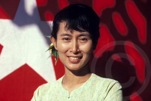 Portrait of Aung San Suu Kyi at her house in Rangoon, Burma, 1989