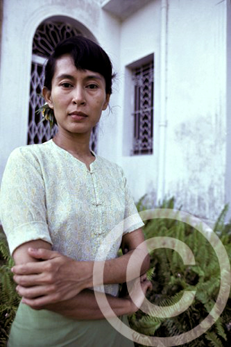 Portrait of Aung San Suu Kyi at her house in Rangoon, Burma, 1989