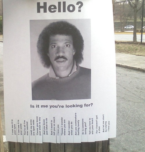 Photo of a funny Lionel Richie flyer