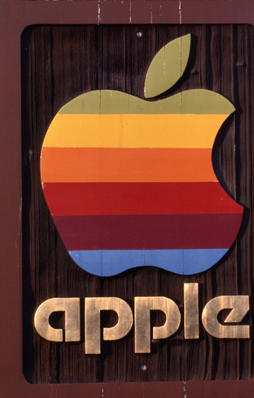 Photo of original Apple Computer sign in Cupertino, CA