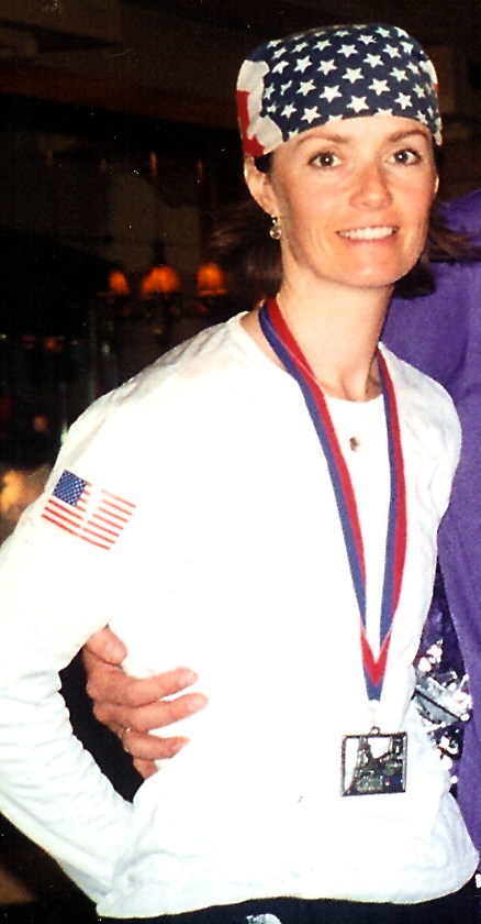 Becky Green Aaronson after the 2002 Paris Marathon