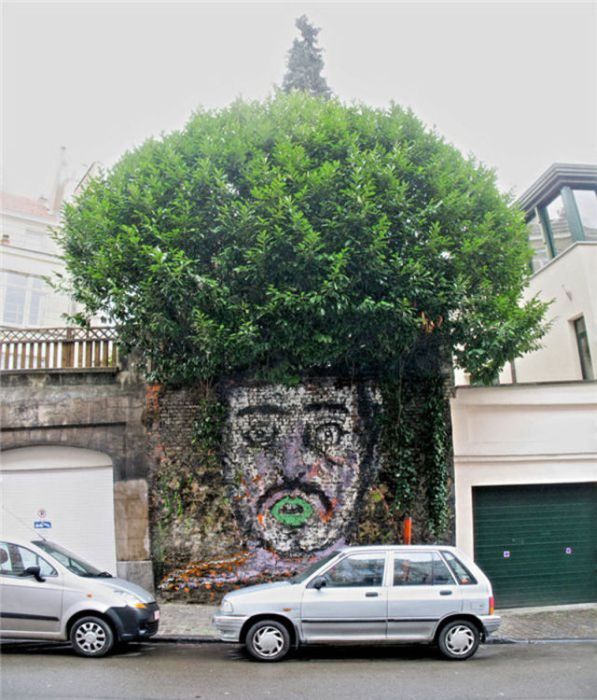 Photo of street art afro tree face