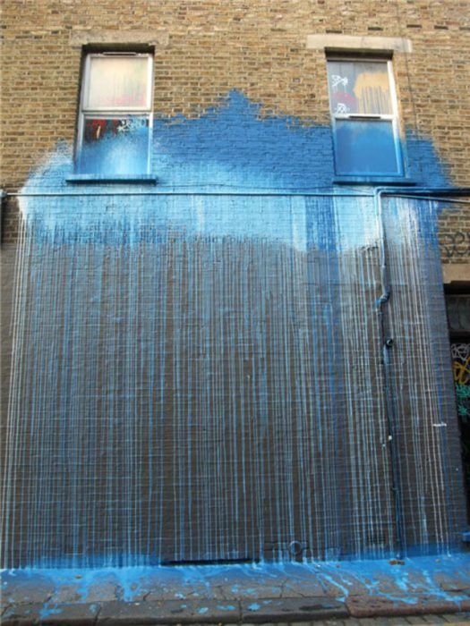Photo of street art blue waterfall