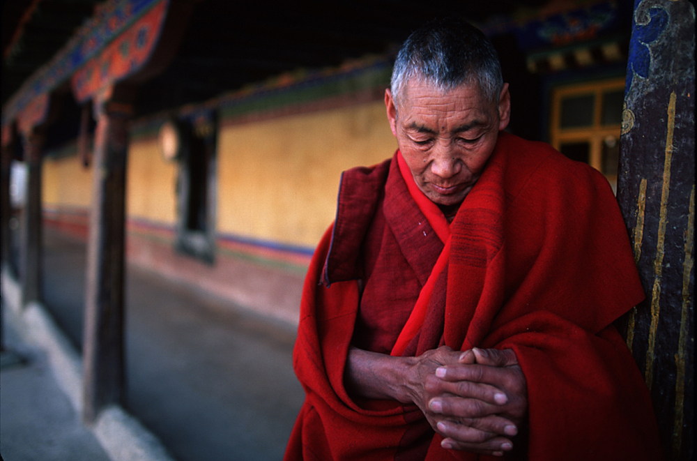 Photo of Buddhist monk in Lhasa, Tibet