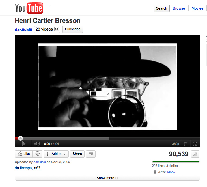 Henri Cartier Bresson You Tube video